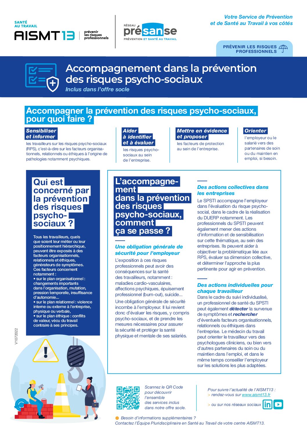 Accompagnement prevention risques psycho-sociaux - Offre socle - Présanse - AISMT13 Accompagnement prevention des risques psychosociaux