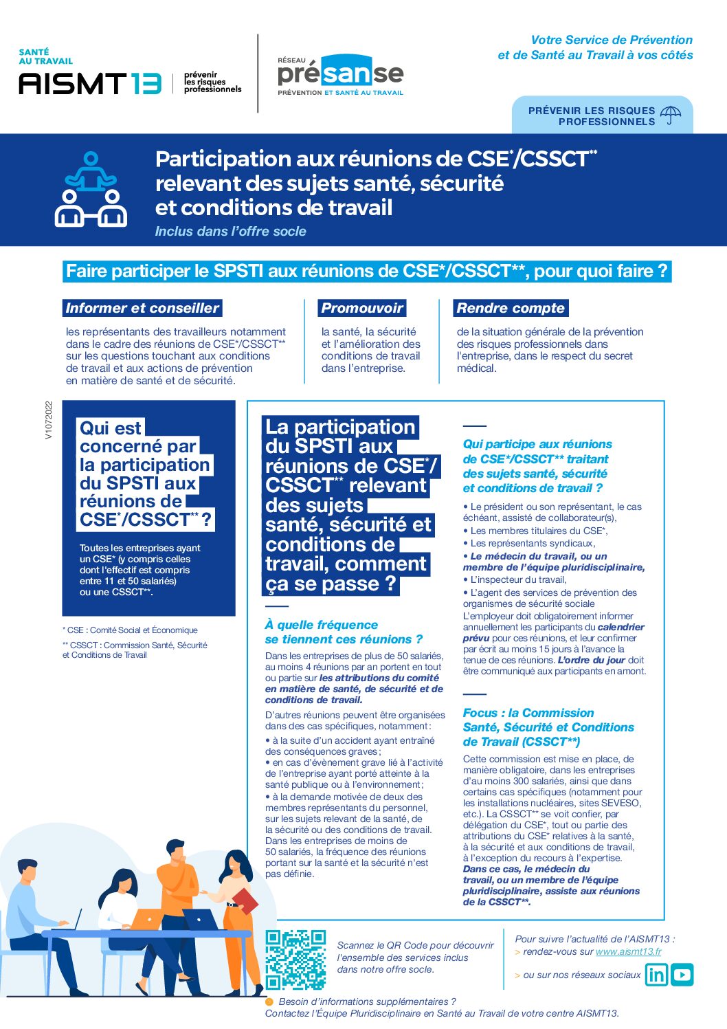 Participation réunions CSE CSSCT - Offre socle - Présanse - AISMT13 Participation réunion CSE CSSCT pour sujets sante securite et conditions de travail