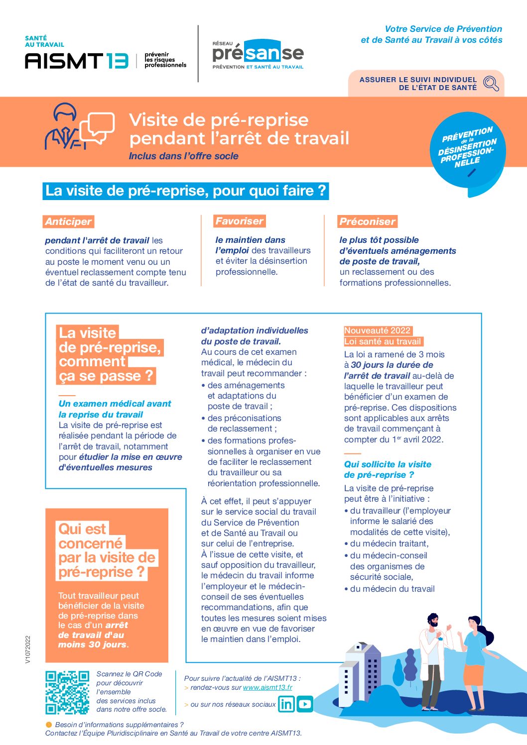 Pre-reprise arret travail - Offre socle - Présanse - AISMT13 Viiste pre reprise