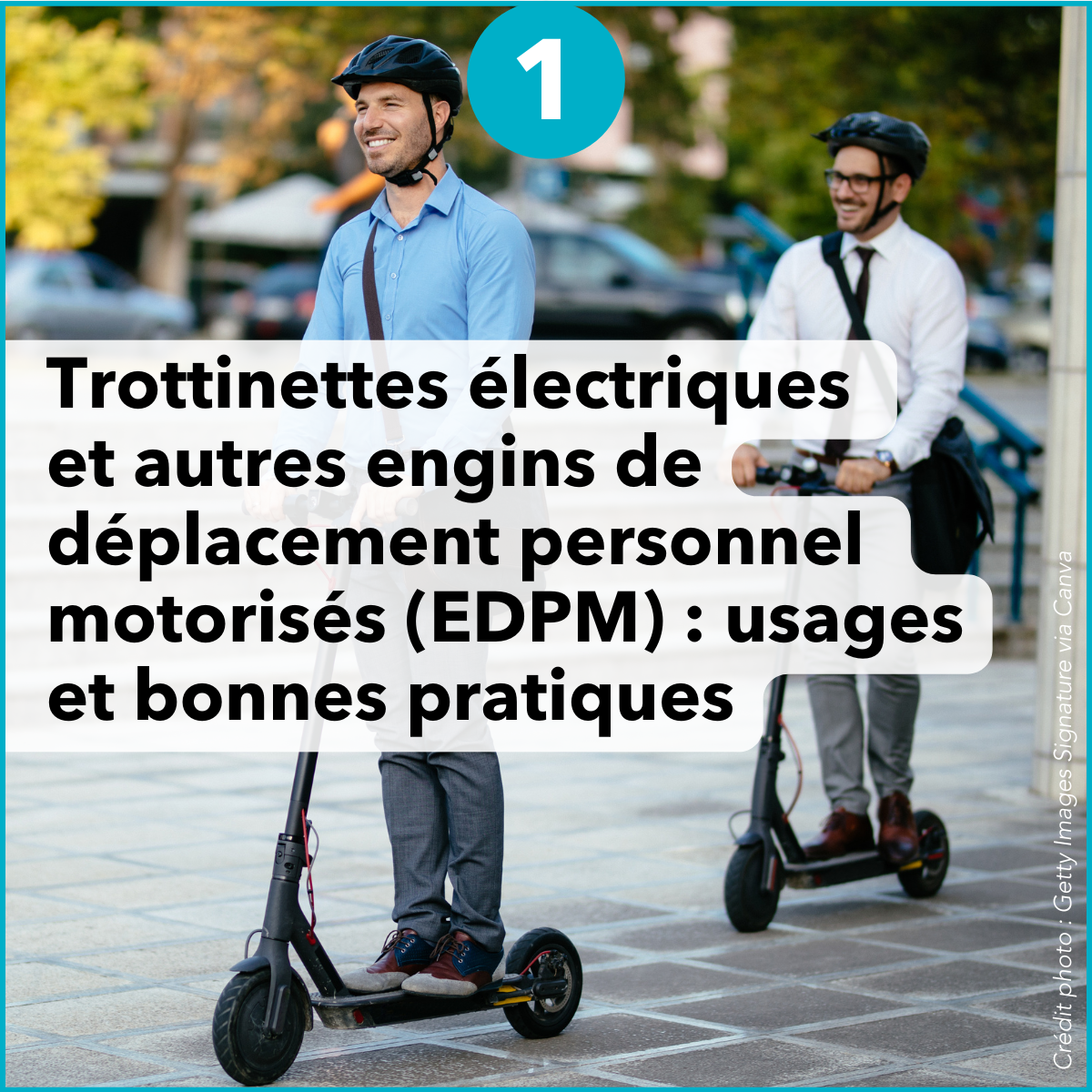Webinaire 1 JSRT 2025 - AISMT13 Hommes sur trottinettes électriques illustrant un webinaire sur les EDPM