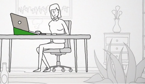 Femme en télétravail