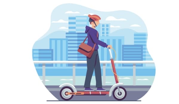 Homme sur un EDPM ou trottinette électrique