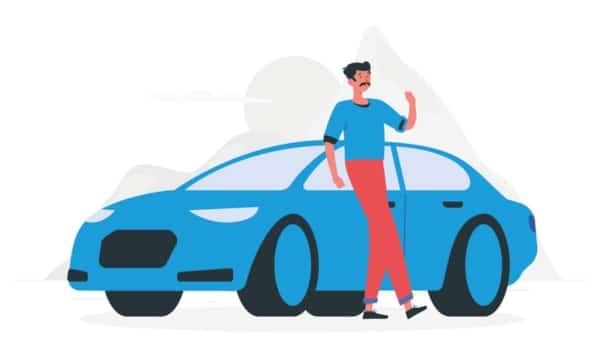 Homme à coté d'une voiture pour représenter le risque routier professionnel