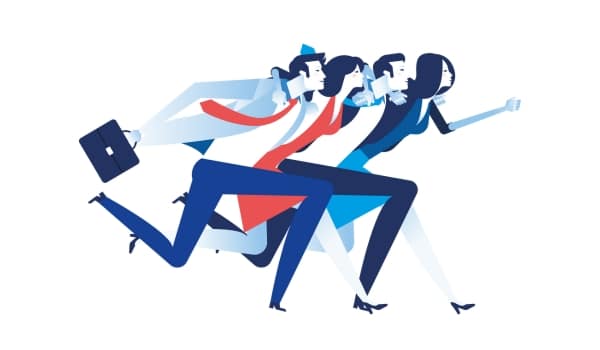Travailleurs qui courent illustrant les rencontres santé-travail
