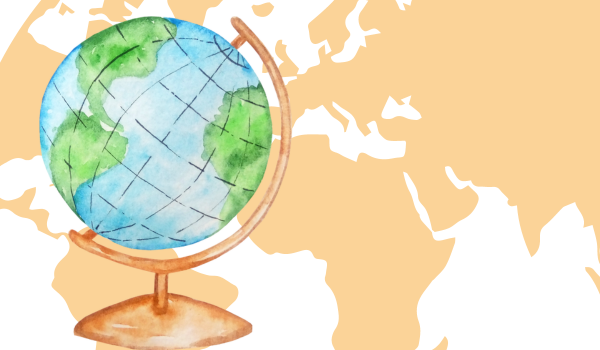 Globe sur carte du monde pour illustrer les missions à l'étranger