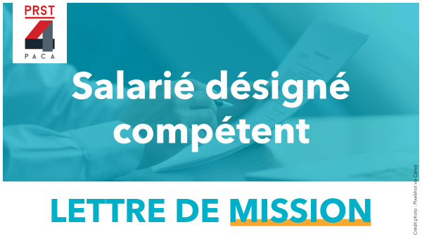 Salarié désigné compétent – Modèle lettre de mission PRST4 – AISMT13 Main qui écrit sur une feuille représentant la lettre de mission du salarié compétent